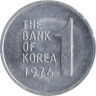 Монета. Южная Корея. 1 вона 1976 год. ав.
