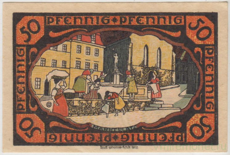 Бона. Нотгельд. Германия. Город Пёсснек. 50 пфеннигов 1921 год. Вариант 1066.1.2.