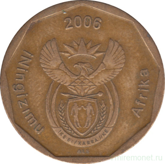 Монета. Южно-Африканская республика (ЮАР). 50 центов 2006 год.
