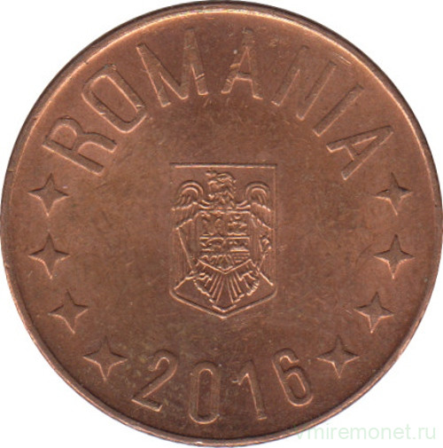 Монета. Румыния. 5 бань 2016 год.