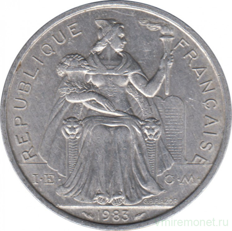Монета. Французская Полинезия. 5 франков 1983 год.