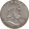 Монета. США. 50 центов 1950 год. Франклин. Монетный двор - Денвер (D). ав.
