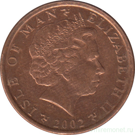 Монета. Великобритания. Остров Мэн. 1 пенни 2002 год. (АВ).