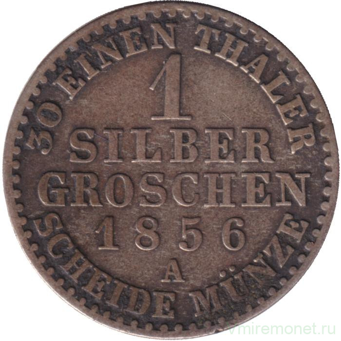 Монета. Германия. Пруссия. 1 грошен 1856 год. А. Монета. Германия. Пруссия. 1 грошен 1856 год. А.