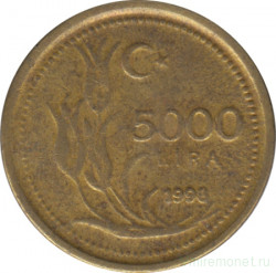 Монета. Турция. 5000 лир 1998 год. (Тяжелая)