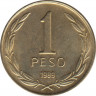 Монета. Чили. 1 песо 1989 год. ав.