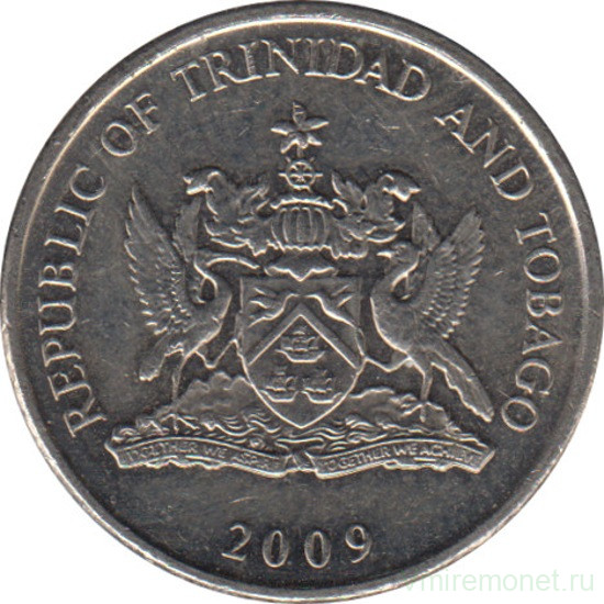 Монета. Тринидад и Тобаго. 25 центов 2009 год.