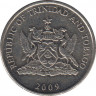 Монета. Тринидад и Тобаго. 25 центов 2009 год. ав.