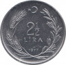 Монета. Турция. 2,5 лиры 1977 год.  ФАО - еда и жилье для всех. рев.