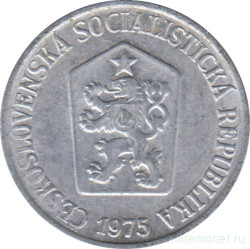 Монета. Чехословакия. 5 геллеров 1975 год.