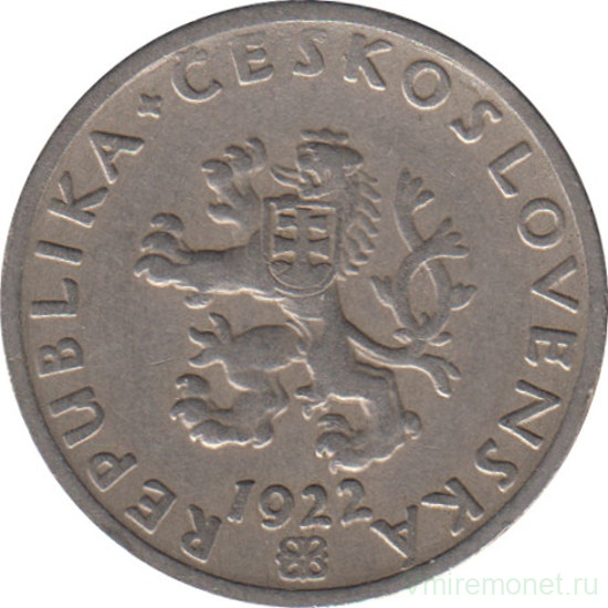 Монета. Чехословакия. 20 геллеров 1922 год.