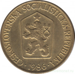 Монета. Чехословакия. 1 крона 1986 год.