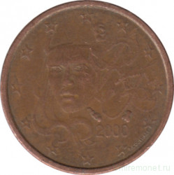 Монета. Франция. 1 цент 2000 год.