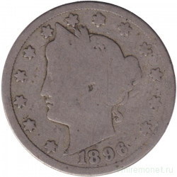 Монета. США. 5 центов 1896 год.
