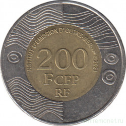 Монета. Французские тихоокеанские территории. 200 франков 2021 год.