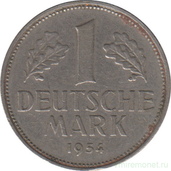 Монета. ФРГ. 1 марка 1954 год. Монетный двор - Штутгарт (F).