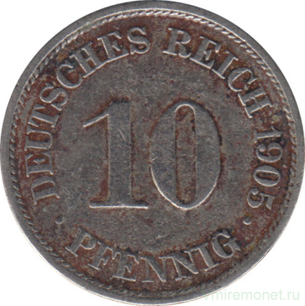 Монета. Германия (Германская империя 1871-1922). 10 пфеннигов 1905 год. (A).