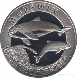 Монета. Польша. 20 злотых 2004 год. Морская свинья.
