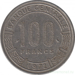Монета. Центральноафриканский экономический и валютный союз (ВЕАС). Габон. 100 франков 1972 год.