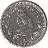 Монета. Гибралтар. 5 пенсов 2000 год.