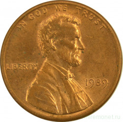 Монета. США. 1 цент 1989 год.