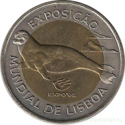 Монета. Португалия. 100 эскудо 1997 год. Лиссабонская всемирная выставка (Expo 1998).