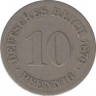 Монета. Германия (Германская империя 1871-1922). 10 пфеннигов 1876 год. (C). ав.