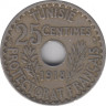 Монета. Тунис. 25 сантимов 1918 год. ав.