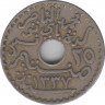 Монета. Тунис. 25 сантимов 1918 год. рев.