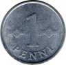 Монета. Финляндия. 1 пенни 1971 год. рев