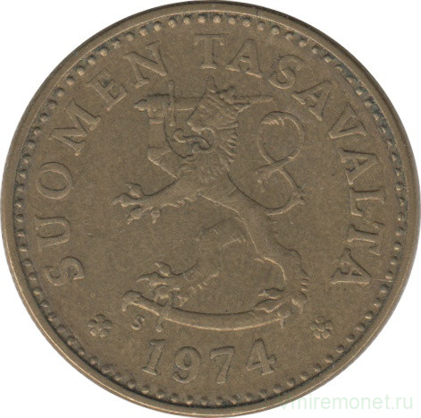 Монета. Финляндия. 10 пенни 1974 год.
