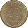  Монета. Франция. 10 сантимов 1969 год. ав.