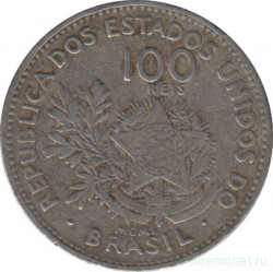 Монета. Бразилия. 100 рейсов 1901 год.