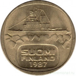 Монета. Финляндия. 5 марок 1987 M год. Ледокол Урхо.