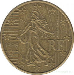Монета. Франция. 10 центов 1999 год.