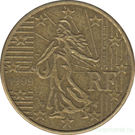 Монета. Франция. 10 центов 1999 год.