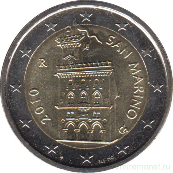 Монета. Сан-Марино. 2 евро 2010 год.
