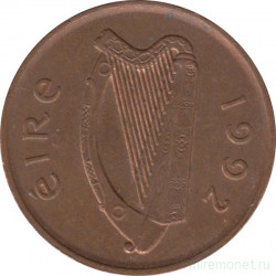 Монета. Ирландия. 2 пенса 1992 год.