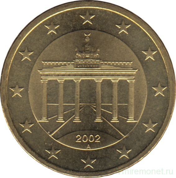 Монета. Германия. 50 центов 2002 год. (A).