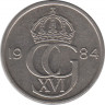 Аверс. Монета. Швеция. 50 эре 1984 год.