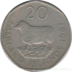 Монета. Фолклендские острова. 20 пенсов 1987 год.