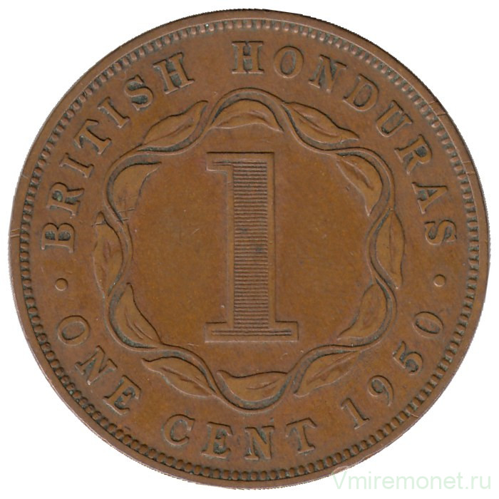 Монета. Британский Гондурас (Белиз). 1 цент 1950 год.