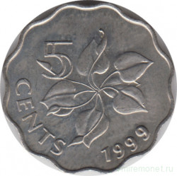 Монета. Свазиленд. 5 центов 1999 год.