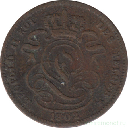 Монета. Бельгия. 1 сантим 1902 год. Des Belges.