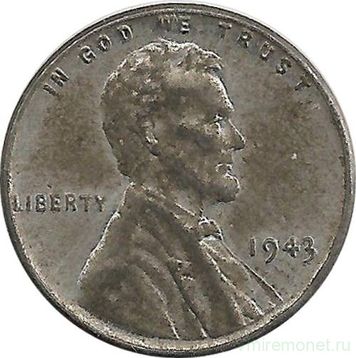 Монета. США. 1 цент 1943 год.