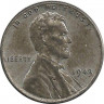 Аверс. Монета. США. 1 цент 1943 год.