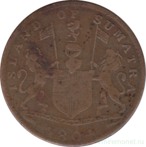 Монета. Суматра. 1 кеппинг 1804 год.