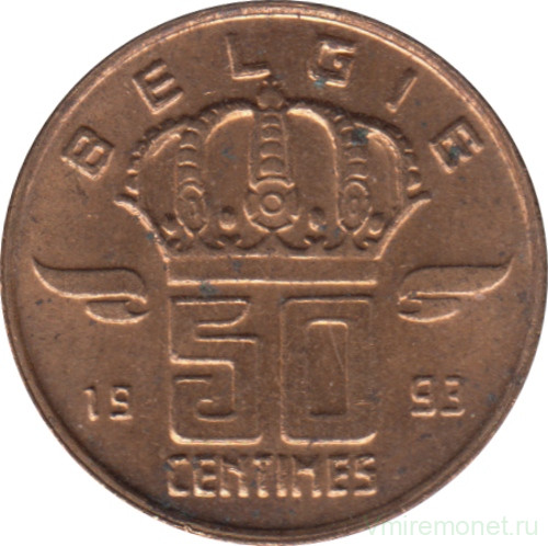 Монета. Бельгия. 50 сантимов 1993 год. BELGIE.