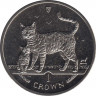 Монета. Великобритания. Остров Мэн. 1 крона 2002 год. Кошки. Бенгальская. ав.