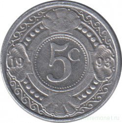 Монета. Нидерландские Антильские острова. 5 центов 1993 год.